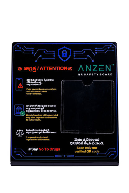 Anzen™ QR Safety Board (Telugu - English) - Large (Size: 3*8*9 Inches (7.62× 20.32 × 22.86 cm))