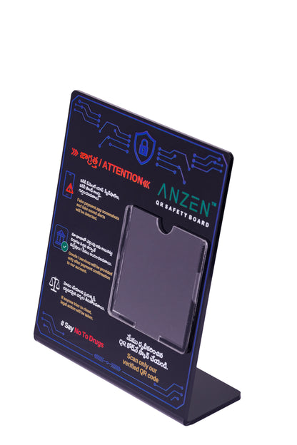 Anzen™ QR Safety Board (Telugu - English) - Large (Size: 3*8*9 Inches (7.62× 20.32 × 22.86 cm))