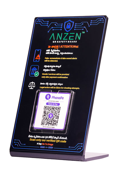 Anzen™ QR Safety Board (Telugu - English) - Small (Size: 3*5*8 Inches (7.62× 12.70 × 20.32 cm))